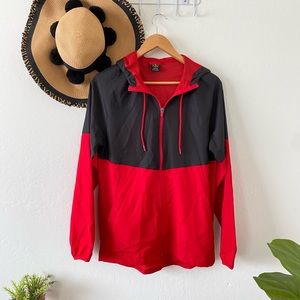 Athletic Works Black & Red Colorblock Zip Up Windbreaker Jacket